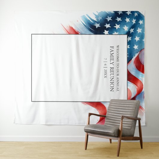 Patriotischer Hintergrund Amerikanische Flagge Red Wandteppich (Beispiel (Horizontal))