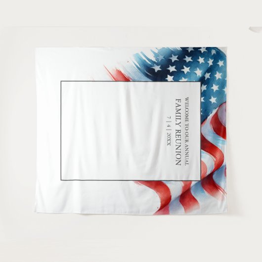 Patriotischer Hintergrund Amerikanische Flagge Red Wandteppich (Vorderseite (Horizontal))