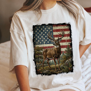 Patriotischer Hirsch American Flag Jäger Geschenk Tri-Blend Shirt