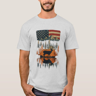 Patriotischer Hirsch Amerikanische Wildnis Unabhän T-Shirt
