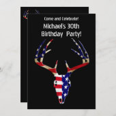 Patriotischer Hirschjagdschädel Einladung (Vorne/Hinten)