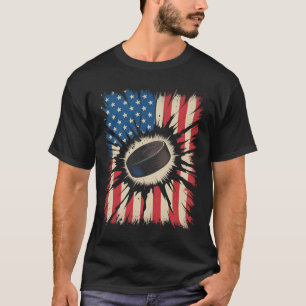 Patriotischer Hockey 4. Juli Vintage-Amerikanische T-Shirt