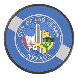 Patriotischer Hockey-Puck mit Fahne von Las Vegas. Eishockey Puck