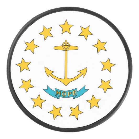 Patriotischer Hockey-Puck mit Flagge auf Rhode Isl Eishockey Puck (Vorderseite)