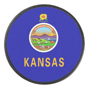 Patriotischer Hockey-Puck mit Flagge von Kansas Eishockey Puck