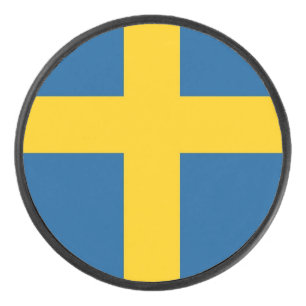 Patriotischer Hockey-Puck mit schwedischer Flagge Eishockey Puck
