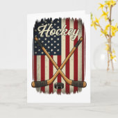 Patriotischer Hockey USA-Flagge Sportarten Karte (Gelbe Blume)
