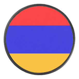 Patriotischer Hockeypuck mit armenischer Flagge Eishockey Puck