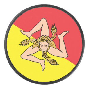 Patriotischer Hockeypuck mit der Flagge Siziliens Eishockey Puck