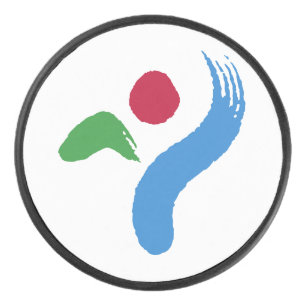 Patriotischer Hockeypuck mit der Flagge von Seoul Eishockey Puck