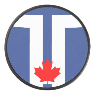 Patriotischer Hockeypuck mit der Flagge von Toront Eishockey Puck