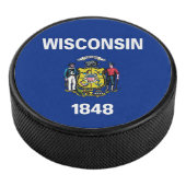 Patriotischer Hockeypuck mit Wisconsin-Fahne Eishockey Puck (3/4)