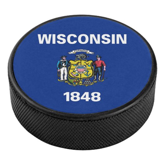 Patriotischer Hockeypuck mit Wisconsin-Fahne Eishockey Puck (3/4)