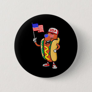 Patriotischer Hot Dog Amerikanische Flagge USA Lus Button
