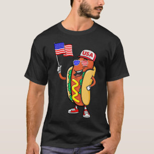 Patriotischer Hot Dog Amerikanische Flagge Usa Lus T-Shirt
