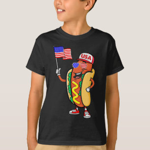 Patriotischer Hot Dog Amerikanische Flagge Usa Lus T-Shirt