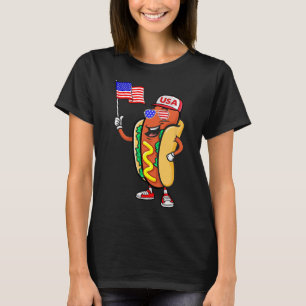 Patriotischer Hot Dog Amerikanische Flagge Usa Lus T-Shirt