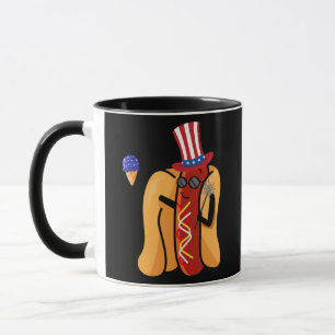 Patriotischer Hot Dog mit Eiscreme-Sparkler Juli Tasse