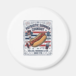 Patriotischer Hot Dog Vintage-Grillfest Magnet