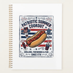 Patriotischer Hot Dog Vintage Grillfest Planer