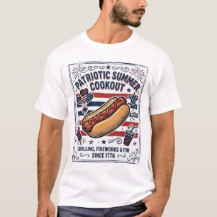 Patriotischer Hot Dog Vintage-Grillfest T-Shirt