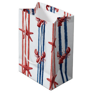 Patriotischer Hummer Rot Weiß Blau Sterne (1) Mittlere Geschenktüte