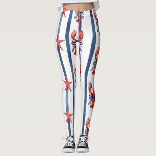 Patriotischer Hummer Rot Weiß Blau Sterne (2) Leggings