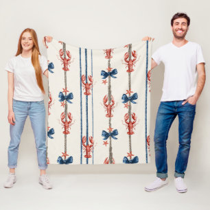 Patriotischer Hummer Rot Weiß Blau Sterne (3) Fleecedecke