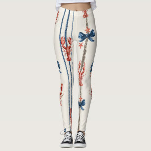 Patriotischer Hummer Rot Weiß Blau Sterne (3) Leggings