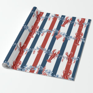 Patriotischer Hummer Rot Weiß Blau Sterne (4) Geschenkpapier