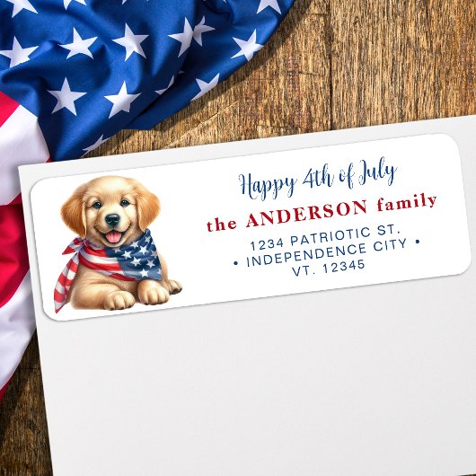 Patriotischer Hund 4. Juli USA Rücksendeadresse
