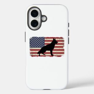 Patriotischer Hund Amerikanische Flagge Vintage iPhone 16 Hülle