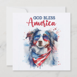 Patriotischer Hund-Australian Shepherd 4. Juli Kar Feiertagskarte
