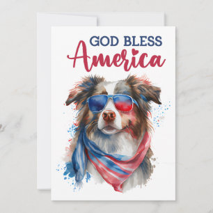 Patriotischer Hund-Australian Shepherd 4. Juli Kar Feiertagskarte