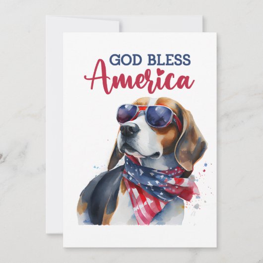 Patriotischer Hund - Beagle 4. Juli Card Feiertagskarte (Vorderseite)