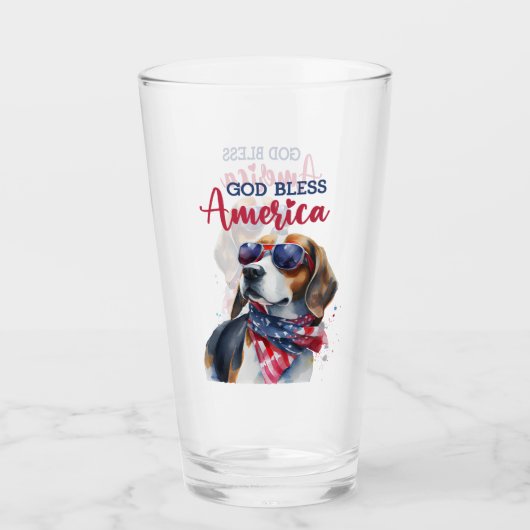 Patriotischer Hund-Beagle Glas (Vorderseite)