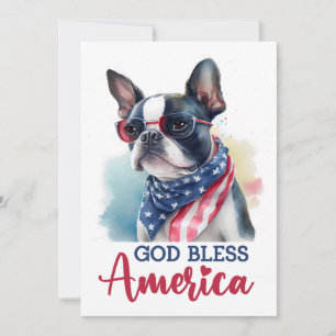 Patriotischer Hund - Boston Terrier 4. Juli Karte