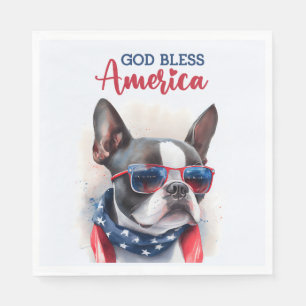 Patriotischer Hund - Boston Terrier Serviette