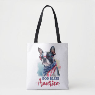 Patriotischer Hund - Boston Terrier Tasche