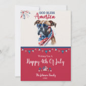 Patriotischer Hund - Boxer 4. Juli Karte (Vorderseite)