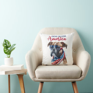 Patriotischer Hund-Boxer Kissen