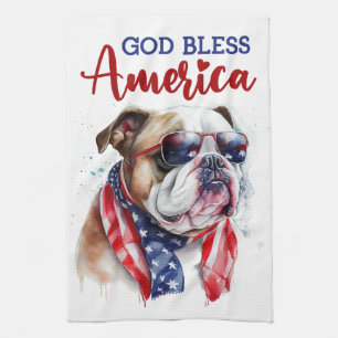 Patriotischer Hund-Bulldogge Geschirrtuch