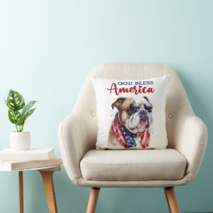 Patriotischer Hund-Bulldogge Kissen