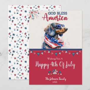 Patriotischer Hund-Dachshund 4. Juli Karte