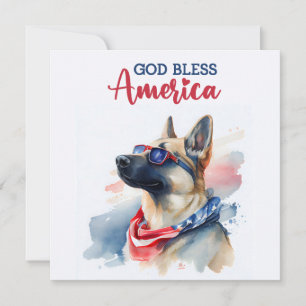 Patriotischer Hund-Deutscher Schäferhund 4. Juli C Feiertagskarte