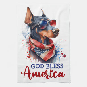 Patriotischer Hund - Dobermann Geschirrtuch