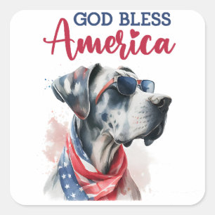 Patriotischer Hund-Dogge Quadratischer Aufkleber