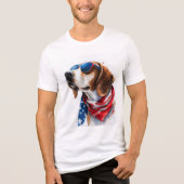 Patriotischer Hund Foxhound 4. Juli Tri-Blend Shirt (Vorderseite)