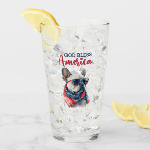 Patriotischer Hund - Französische Bulldogge Glas