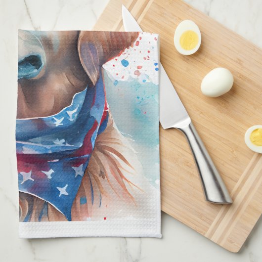 Patriotischer Hund-Golden Retriever Geschirrtuch (Viertel Falte)